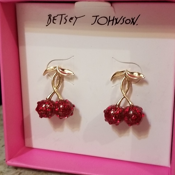 Betsey Johnson cherry earrings - Picture 3 of 6